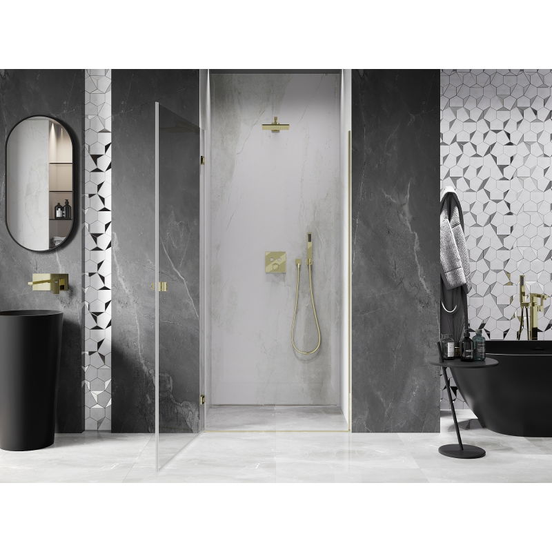 Mexen Lunar-B sprchové dveře výklopné levé 75 cm, transparentní, zlaté - 832-075-000-50-00-L