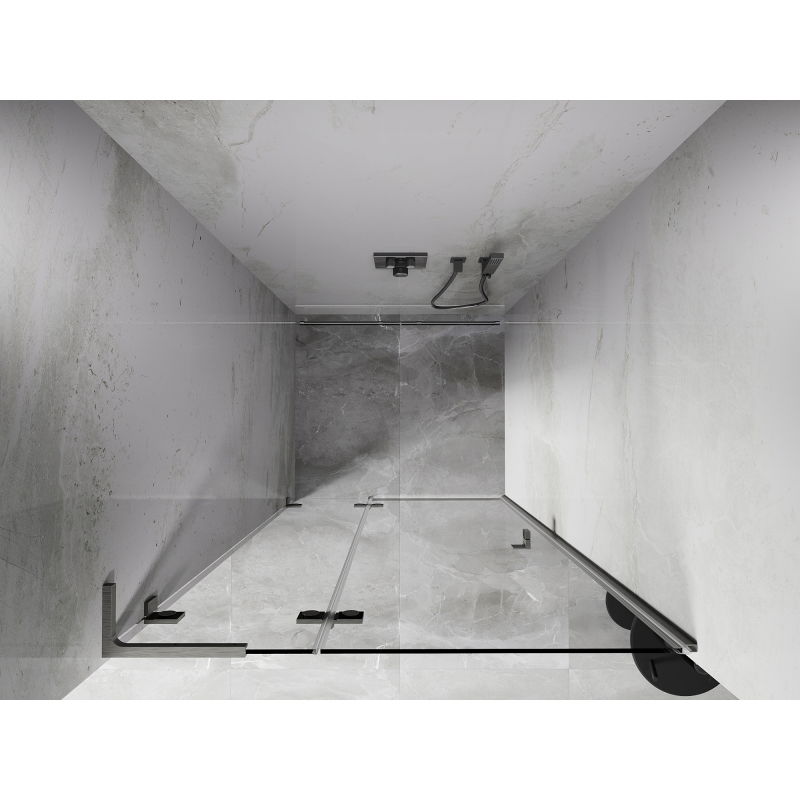 Mexen Lunar L sprchové dveře výklopné levé 85 cm, transparentní, kartáčovaný nikl - 834L-085-000-97-00-L