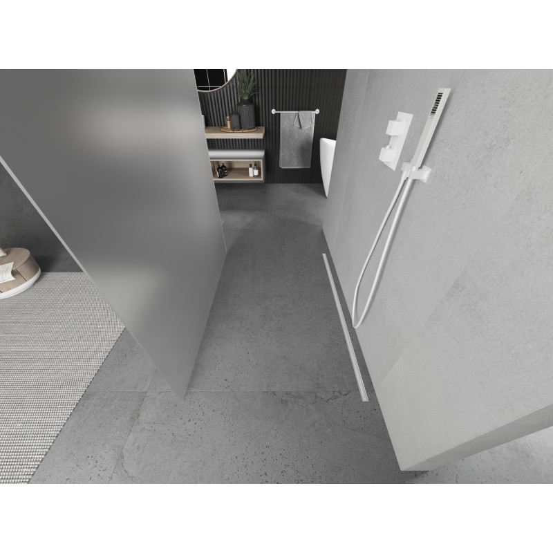 Mexen Kioto volně stojící sprchová stěna 100 x 200 cm, matné sklo 8 mm, bílá - 800-100-002-20-30
