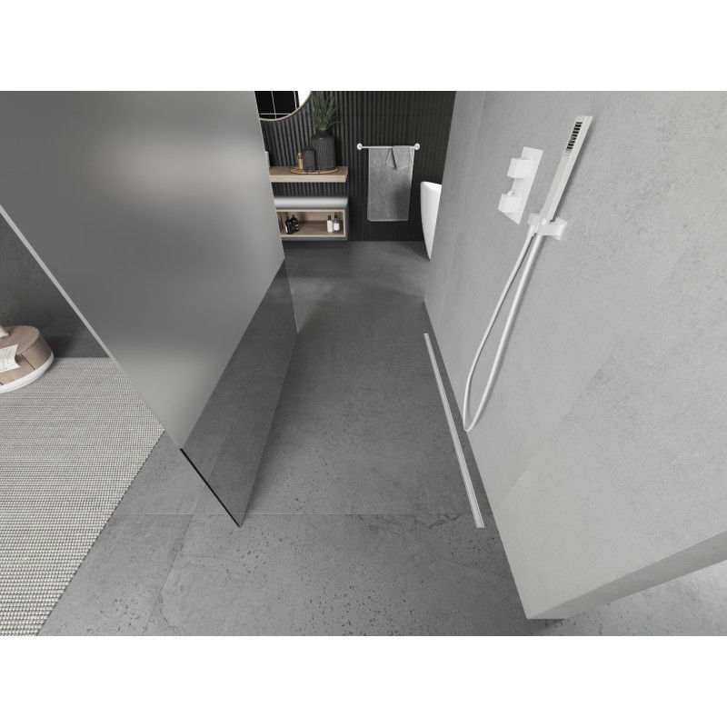 Mexen Kioto volně stojící sprchová stěna 100 x 200 cm, transparentní/mléčná 8 mm, bílá - 800-100-002-20-35