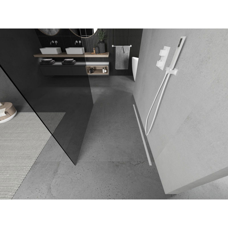 Mexen Kioto sprchová stěna samostatně stojící 100 x 200 cm, grafit 8 mm, bílá - 800-100-002-20-40