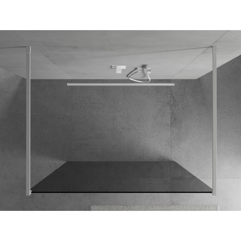 Mexen Kioto volně stojící sprchová stěna 100 x 200 cm, grafit 8 mm, bílá - 800-100-002-20-40