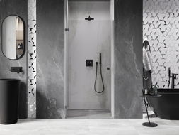 Mexen Lunar-B sprchové dveře otočné levé 75 cm, transparentní, kartáčovaný gun gray - 832-075-000-66-00-L