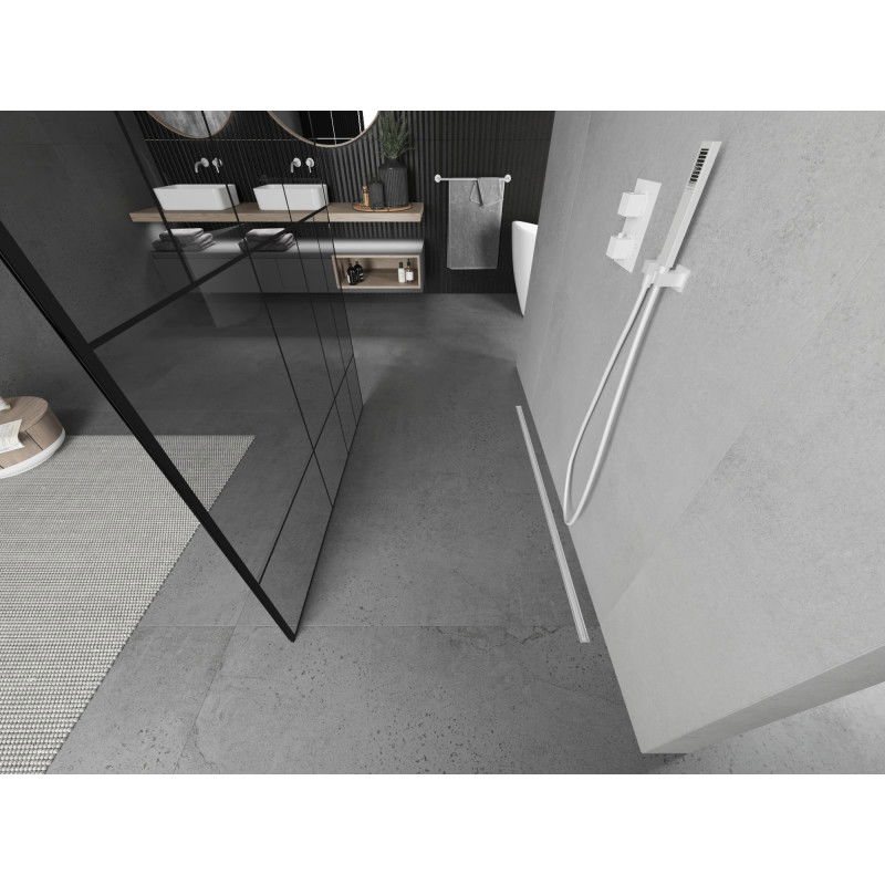 Mexen Kioto samostatně stojící sprchová stěna 100 x 200 cm, černý vzor 8 mm, bílá - 800-100-002-20-78