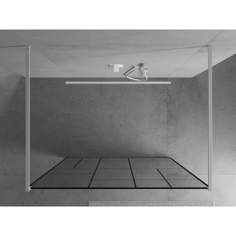 Mexen Kioto samostatně stojící sprchová stěna 140 x 200 cm, černý vzor 8 mm, bílá - 800-140-002-20-78