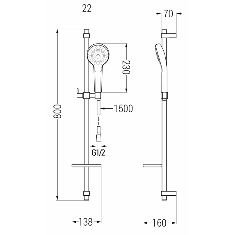 Mexen DQ05 sprchová sada posuvná, zlatá - 785054581-50