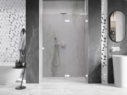 Mexen Lunar L sprchové dveře otevírací pravé 130 cm, transparentní, bílé - 834L-130-000-20-00-P