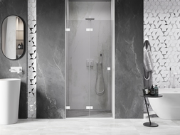 Mexen Lunar-F skládací sprchové dveře levé 85 cm, transparentní, bílé - 836-085-000-20-00-L