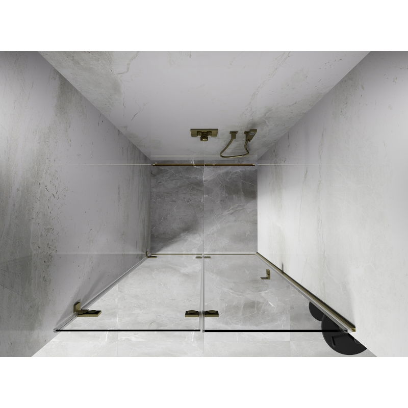 Mexen Lunar-F sprchové dveře skládací levé 85 cm, transparentní, zlaté kartáčované - 836-085-000-55-00-L