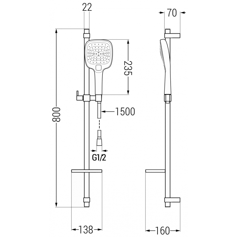 Mexen DQ17 sprchová sada posuvná, černá - 785174581-70