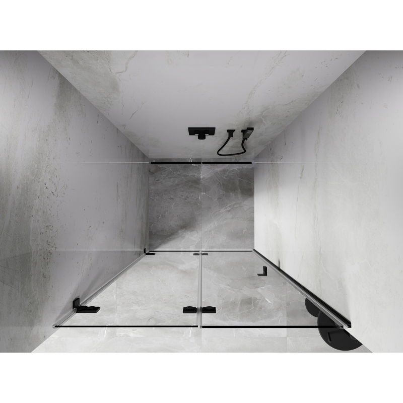 Mexen Lunar-F skládací sprchové dveře levé 95 cm, transparentní, černé - 836-095-000-70-00-L