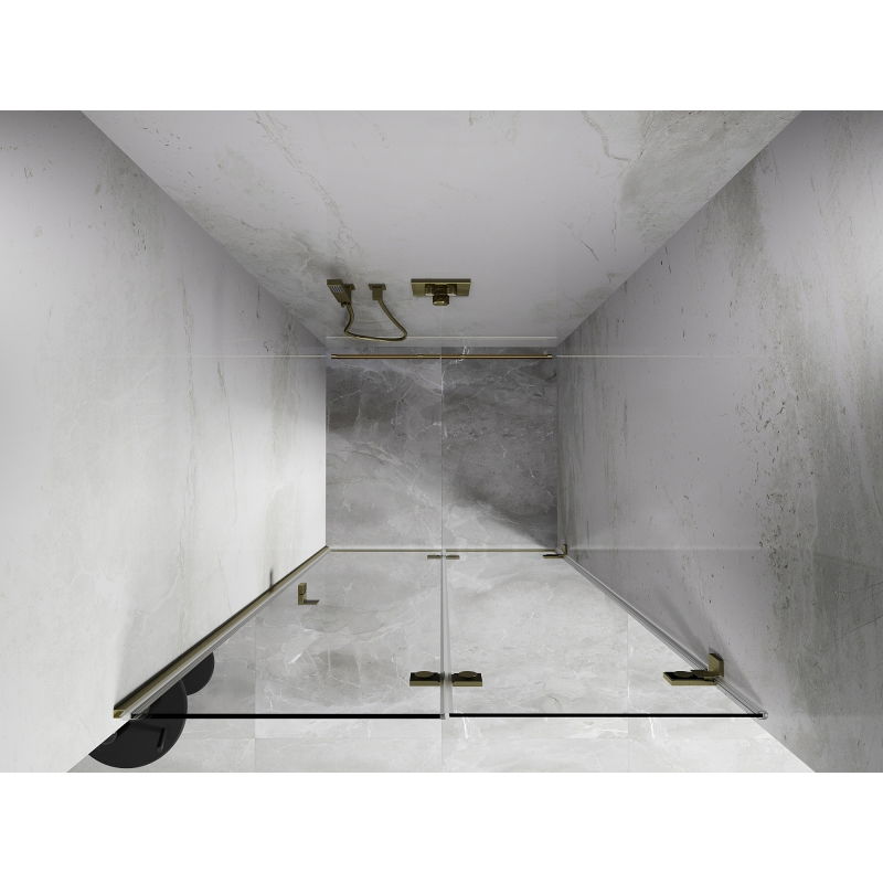 Mexen Lunar-F skládací sprchové dveře pravé 60 cm, transparentní, zlaté kartáčované - 836-060-000-55-00-P