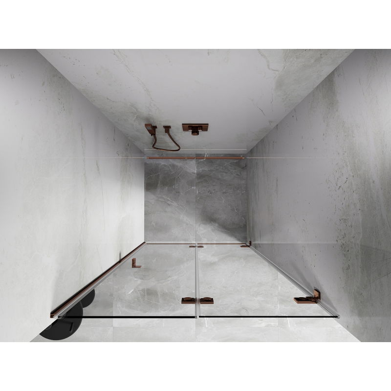 Mexen Lunar-F sprchové dveře skládací pravé 65 cm, transparentní, růžové zlato - 836-065-000-60-00-P