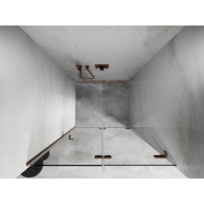 Mexen Lunar-F sprchové dveře skládací pravé 100 cm, transparentní, kartáčovaná měď - 836-100-000-65-00-P