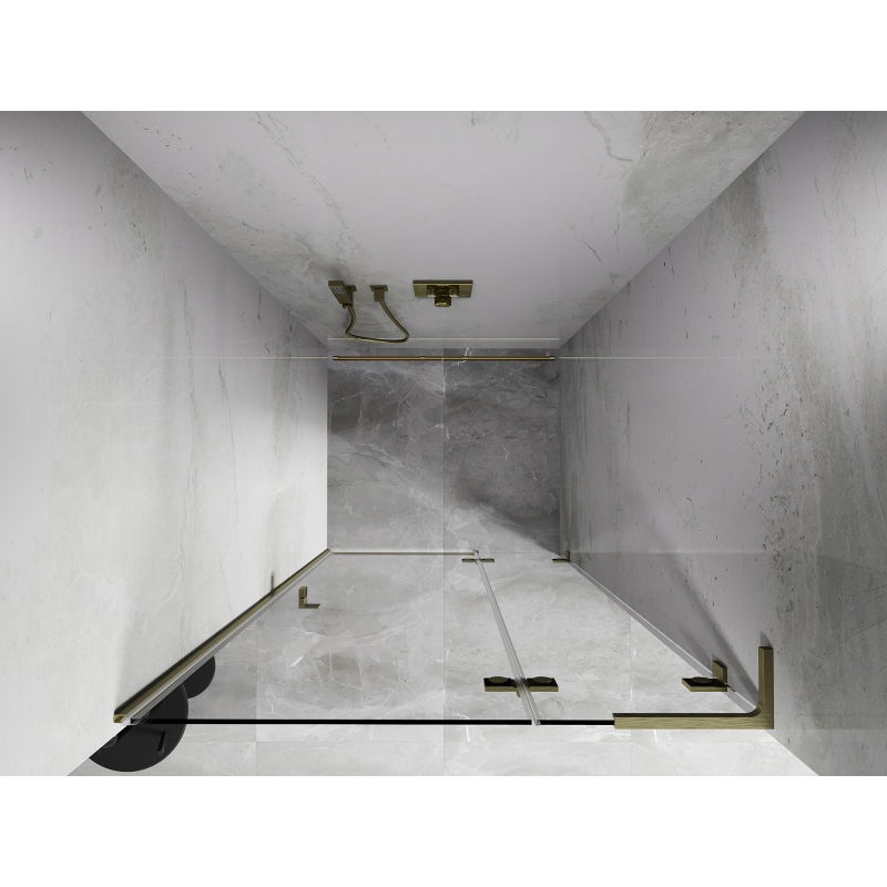 Mexen Lunar L sprchové dveře pravé 105 cm, transparentní, zlaté kartáčované - 834L-105-000-55-00-P