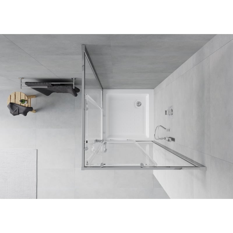 Mexen Rio čtvercová sprchová kabina 70 x 70 cm, transparentní, chrom + vanička Rio, bílá - 860-070-070-01-00-4510