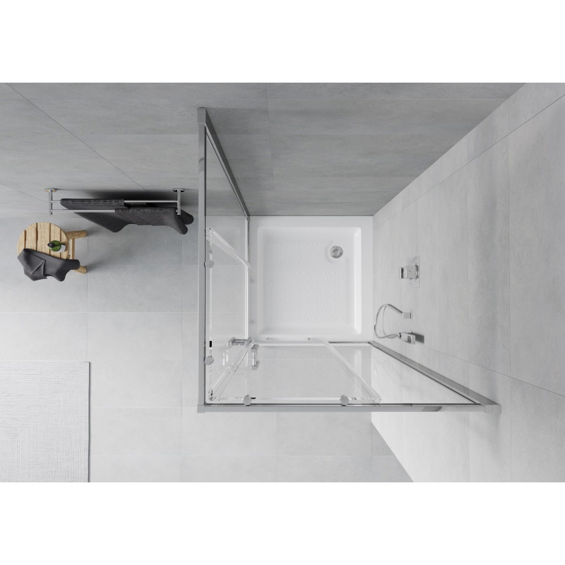 Mexen Rio čtvercový sprchový kout 70 x 70 cm, transparentní, chrom + vanička, bílá - 860-070-070-01-00-4510