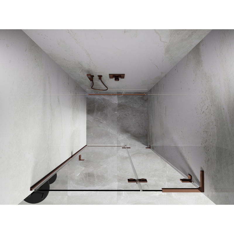 Mexen Lunar L sprchové dveře křídlové pravé 95 cm, transparentní, růžové zlato - 834L-095-000-60-00-P