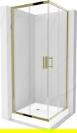 Mexen Rio čtvercová sprchová kabina 70 x 70 cm, průhledná, zlatá + vanička Rio, bílá - 860-070-070-50-00-4510
