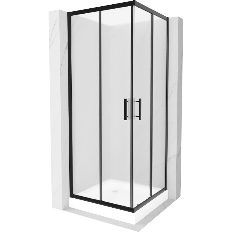 Mexen Rio čtvercová sprchová kabina 70 x 70 cm, matná, černá + sprchová vanička Rio, bílá - 860-070-070-70-30-4510