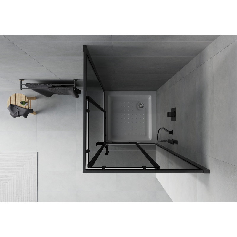 Mexen Rio čtvercový sprchový kout 70 x 70 cm, grafit, černý + sprchová vanička, bílá - 860-070-070-70-40-4510