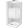 Mexen Rio čtvercový sprchový kout 70 x 70 cm, bílé pruhy, chrom + sprchová vanička, bílá - 860-070-070-01-20-4510