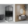 Mexen Rio čtvercový sprchový kout 70 x 70 cm, černé pruhy, černý + vanička, bílá - 860-070-070-70-20-4510