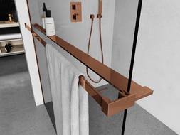 Mexen polička pro sprchovou stěnu s reliéfem na ručníky, růžové zlato - 800-02-60