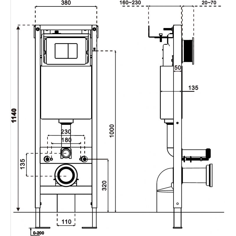 Mexen Tex W úzký rohový podomítkový rám pro WC - 61105