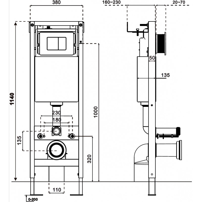 Mexen Tex W závěsný rám pro WC úzký, rohový - 61105
