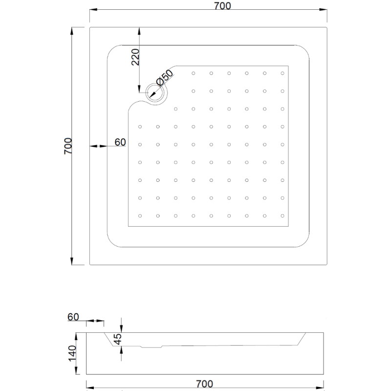 Mexen Rio čtvercová sprchová kabina 70 x 70 cm, průhledná, zlatá + vanička, bílá - 860-070-070-50-00-4510