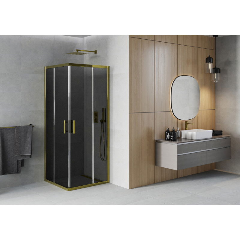Mexen Rio čtvercová sprchová kabina 80 x 80 cm, grafit, zlatá - 860-080-080-50-40