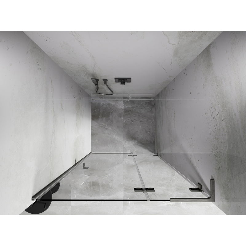 Mexen Lunar L sprchové dveře otvíravé pravé 70 cm, transparentní, kartáčovaný nikl - 834L-070-000-97-00-P