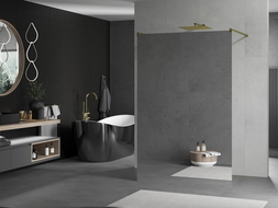 Mexen Kioto volně stojící sprchová stěna 120 x 200 cm, zrcadlo 8 mm, zlatá - 800-120-002-50-50