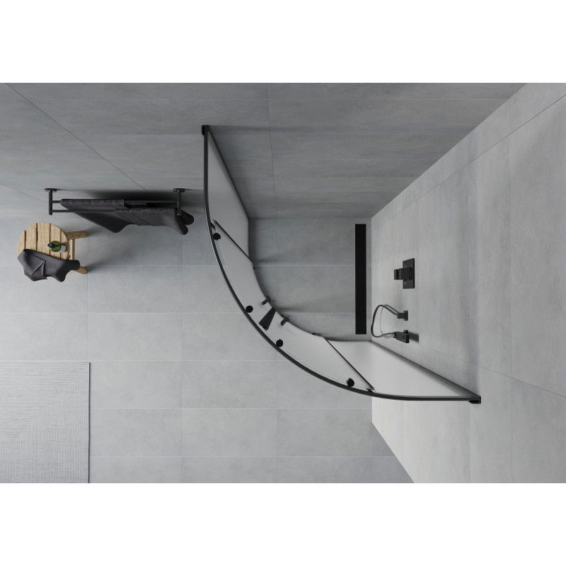 Mexen Rio čtvrtkruhový sprchový kout 70 x 70 cm, matný, černý - 863-070-070-70-30