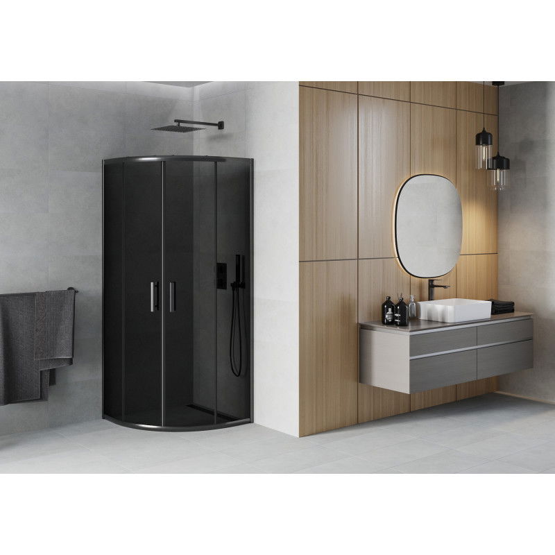 Mexen Rio půlkruhová sprchová kabina 70 x 70 cm, grafit, černá - 863-070-070-70-40