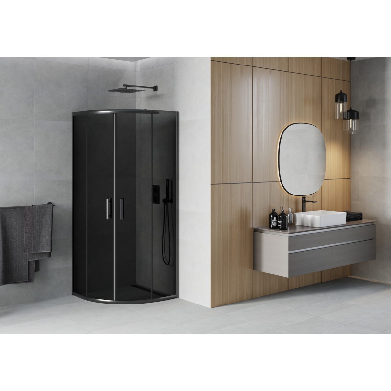 Mexen Rio půlkruhová sprchová kabina 90 x 90 cm, grafit, černá - 863-090-090-70-40