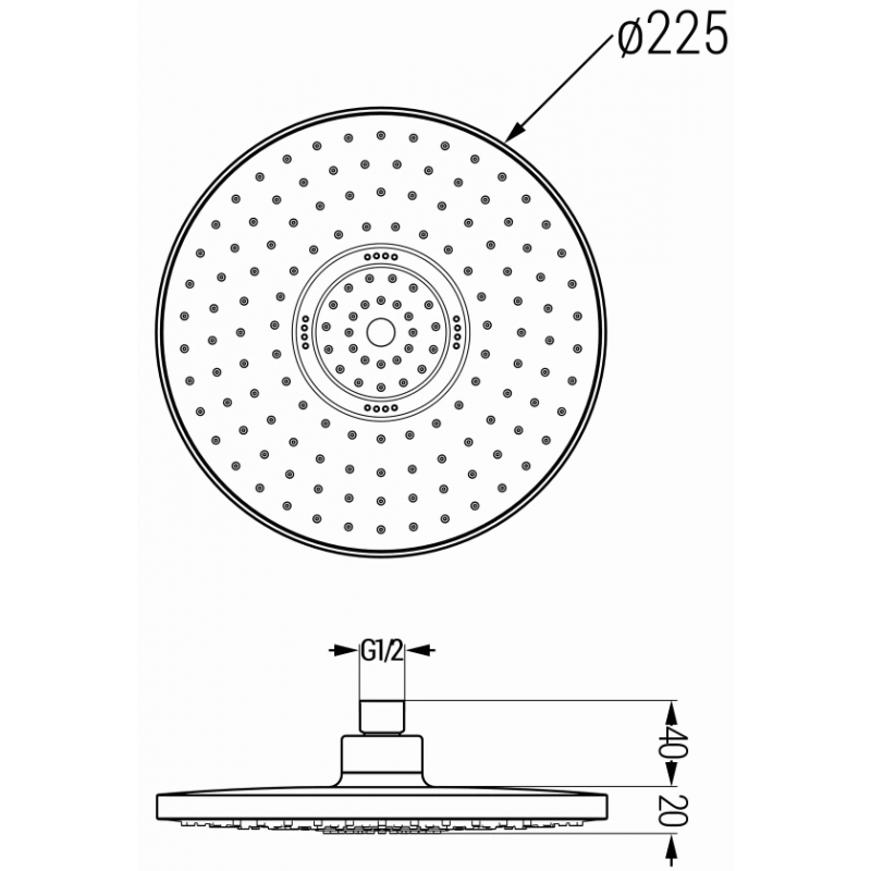 Mexen D-05 sprchová hlavice 22 cm, chrom/bílá - 79705-00