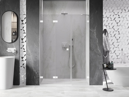 Mexen Lunar-F skládací sprchové dveře levé 145 cm, transparentní, bílé - 836S-145-050-20-00-L