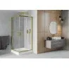 Mexen Rio čtvercová sprchová kabina 90 x 90 cm, transparentní, zlatá + vanička Rio, bílá - 860-090-090-50-00-4510