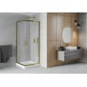 Mexen Rio čtvercový sprchový kout 80 x 80 cm, matný, zlatý + vanička, bílá - 860-080-080-50-30-4510