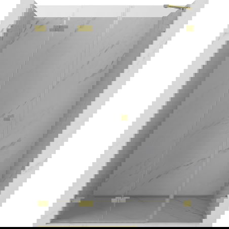 Mexen Lunar-F skládací sprchové dveře levé 145 cm, transparentní, zlaté kartáčované - 836S-145-050-55-00-L