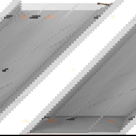 Mexen Lunar-F sprchové dveře skládací levé 135 cm, transparentní, růžové zlato - 836S-135-050-60-00-L