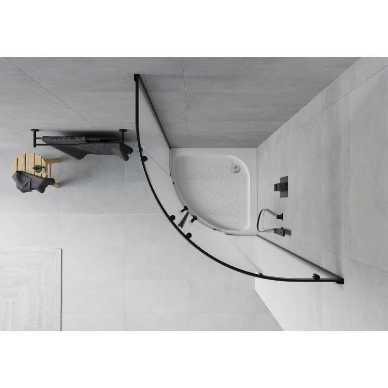 Mexen Rio sprchový kout půlkruhový 70 x 70 cm, matný, černý + vanička, bílá - 863-070-070-70-30-4710