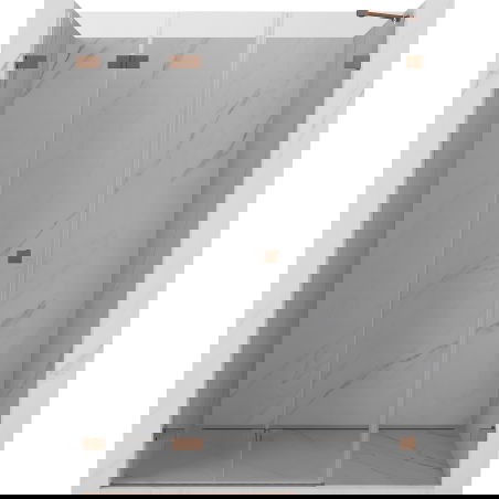 Mexen Lunar-F sklopné sprchové dveře levé 150 cm, průhledné, kartáčovaná měď - 836S-150-050-65-00-L