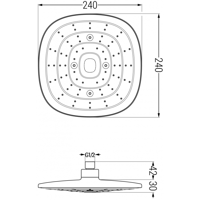 Mexen D-17 hlavová sprcha 24x24 cm, chrom/bílá - 79717-02