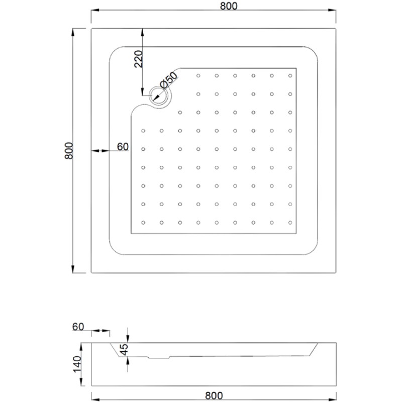 Mexen Rio čtvercová sprchová kabina 80 x 80 cm, matná, černá + sprchová vanička, bílá - 860-080-080-70-30-4510