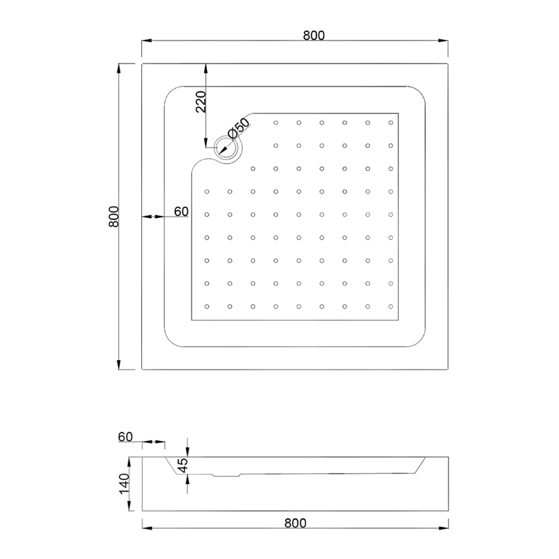 Mexen Rio čtvercová sprchová kabina 80 x 80 cm, matné sklo, černá + sprchová vanička, bílá - 860-080-080-70-30-4510