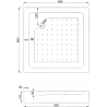 Mexen Rio čtvercová sprchová kabina 80 x 80 cm, matné sklo, černá + sprchová vanička, bílá - 860-080-080-70-30-4510