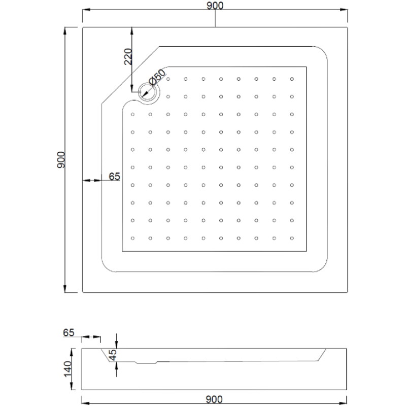 Mexen Rio čtvercová sprchová kabina 90 x 90 cm, matná, černá + vanička, bílá - 860-090-090-70-30-4510